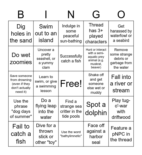 Beach Ball Bingo Card