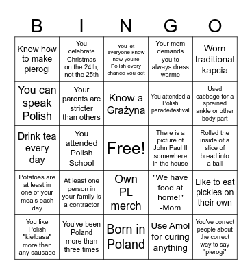 BINGO: Polish Edition Bingo Card