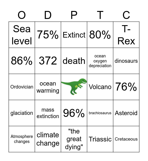 Mass Extinction Bingo Card