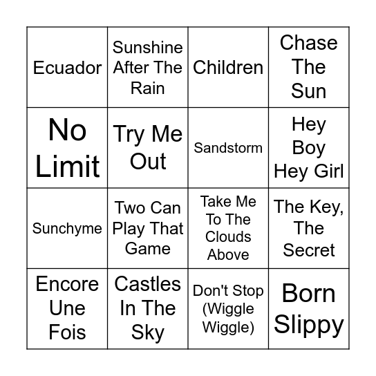 Round 2 Bingo Card