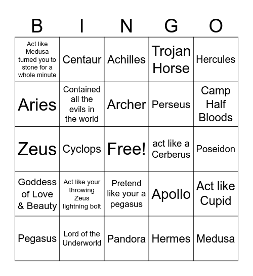 Camp Odyssey Bingo Card