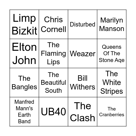 Artist Round Bingo Card