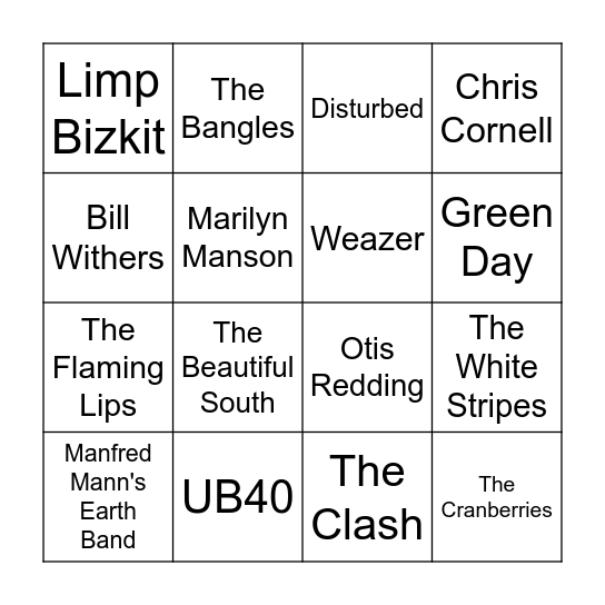 Artist Round Bingo Card
