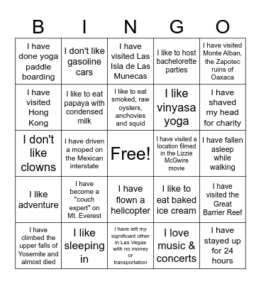 Staci Mello Bingo Card
