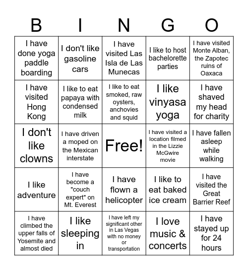 Staci Mello Bingo Card