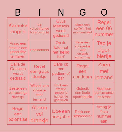 Dames met Ballen Bingo Card