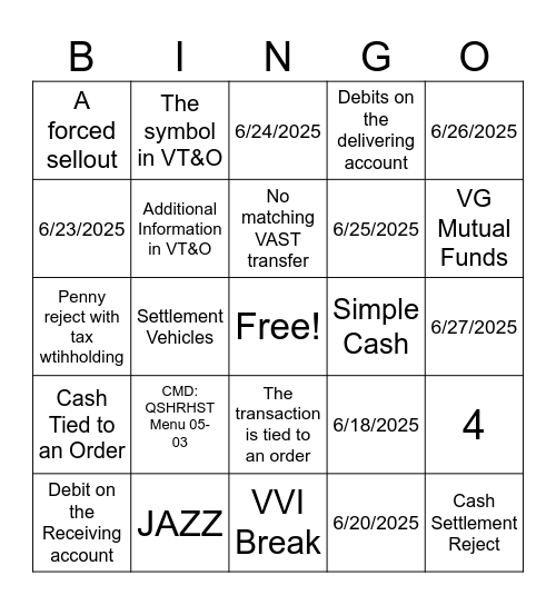 Session 2 - BINGO Card