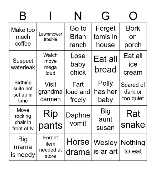 Texas Road Trip Bingo Card