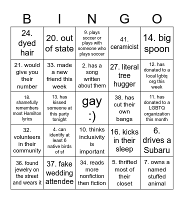 gay earth bingo Card