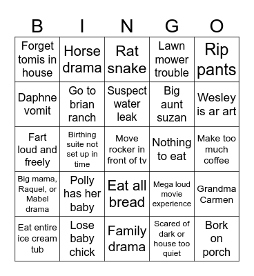 Texas Road Trip Bingo Card