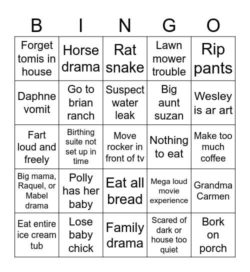 Texas Road Trip Bingo Card