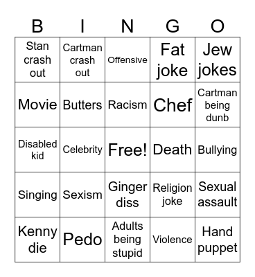South park Bingo Card