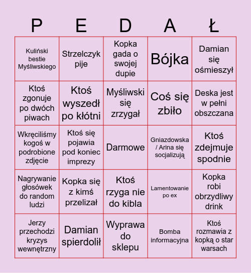 Impreza u julki Bingo Card