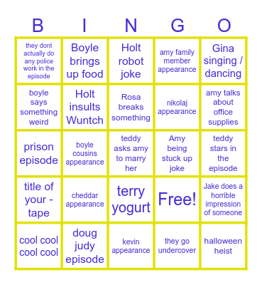 brooklyn 99 bingo Card