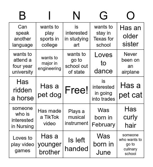 Human Bingo Card