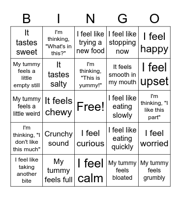 Food Detective Bingo Card