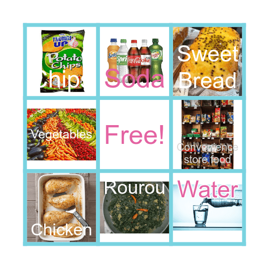 Healthy V. Unhealthy food Bingo Card