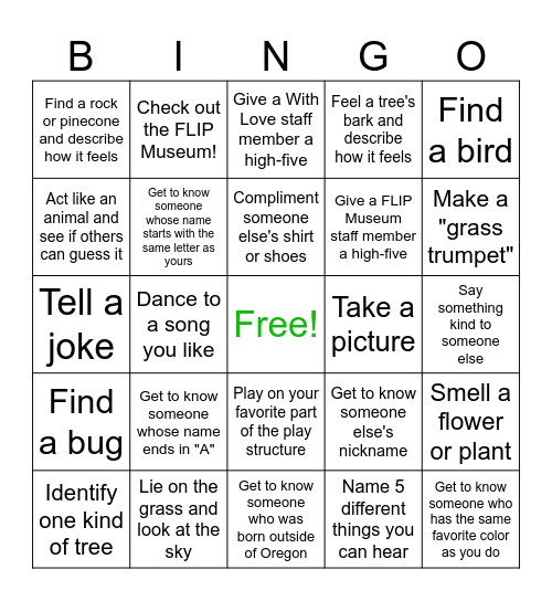 Bonita Park Meet Up Bingo! Bingo Card
