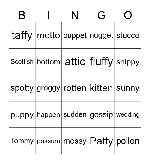 Level 4 Lesson 5 Happy Rule Bingo Card