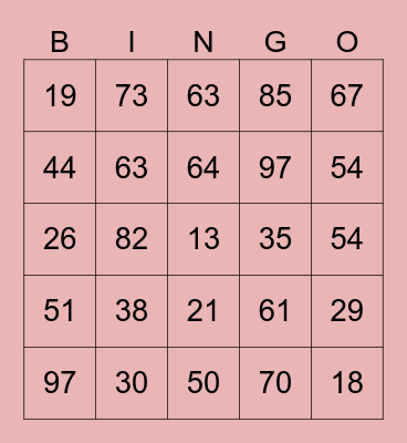 Bingo test Bingo Card