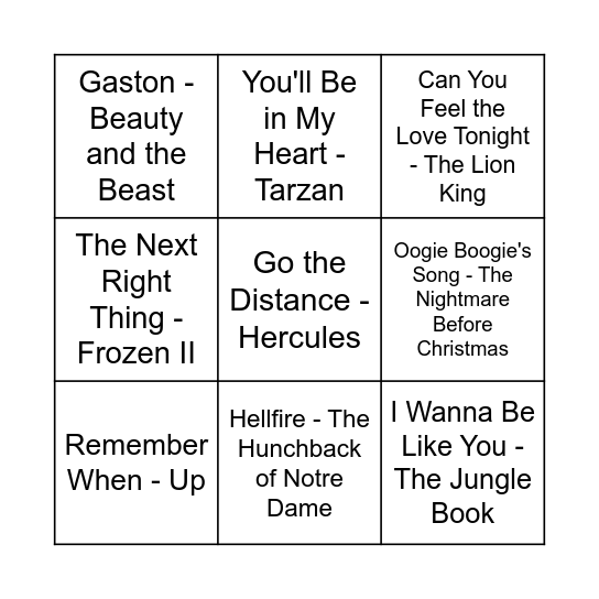 Game Four Bingo Card