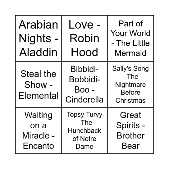 Game Five Bingo Card