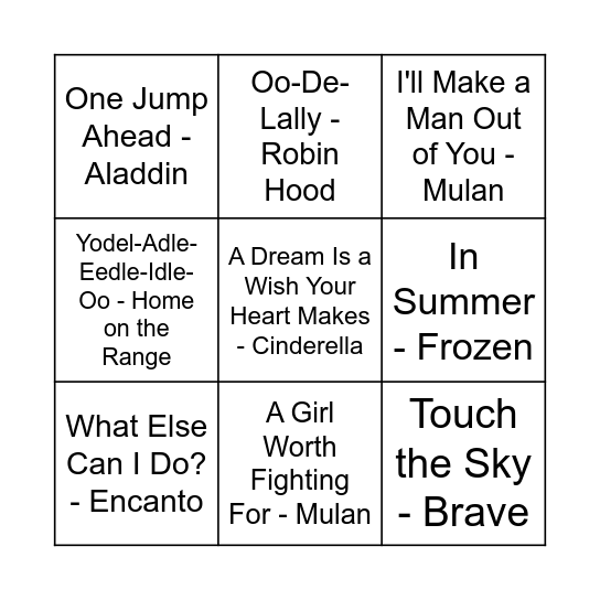 Game Six Bingo Card