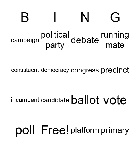 Election B.A.V Bingo Card