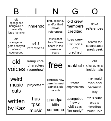 Timeline Twist Up Bingo Card