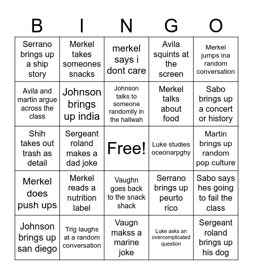 Untitled Bingo Card