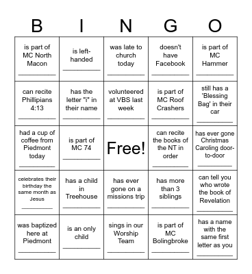 Find Someone Who... Bingo Card
