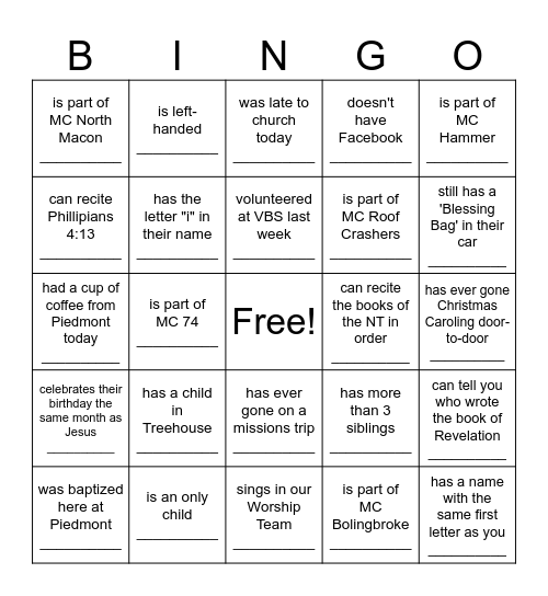 Find Someone Who... Bingo Card