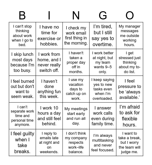 Advice Cafe Bingo Card