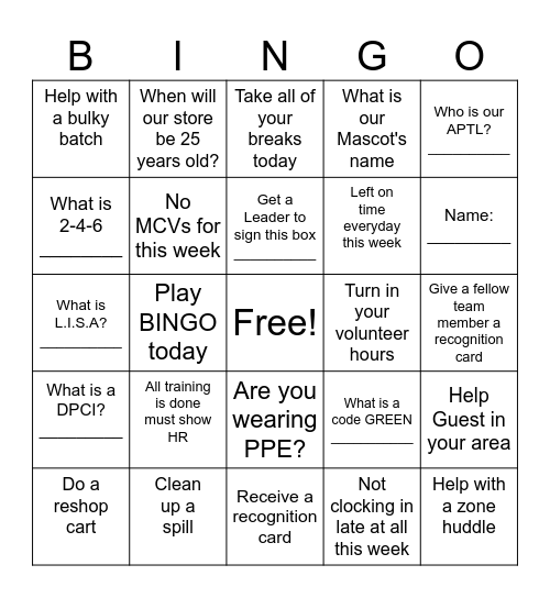 T-1310 Bingo Card