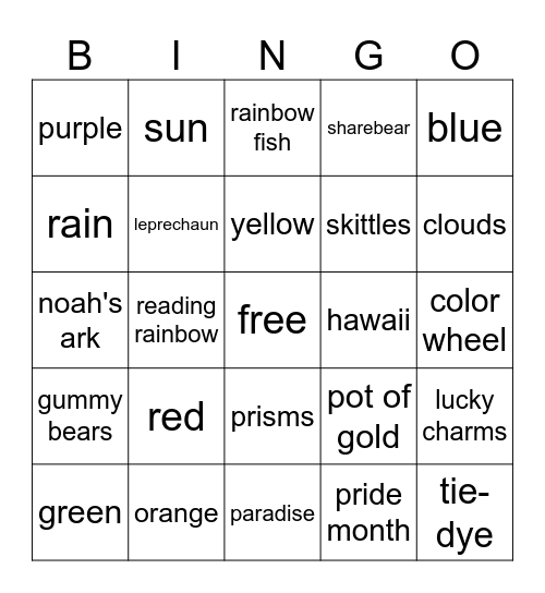 RAINBOW Bingo Card