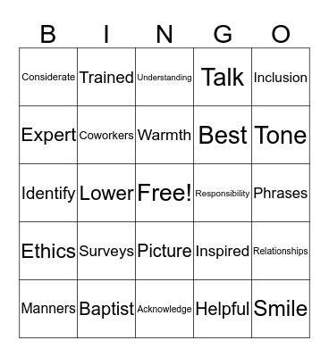 EVS BINGO Card