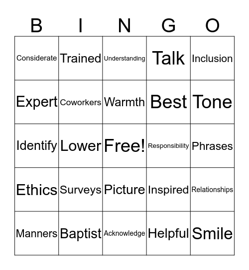 EVS BINGO Card