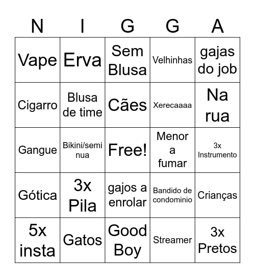 Omegle Bingo Card