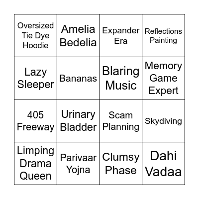 Ananya's Graduation Bingo Card