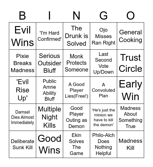 BOTC Bingo Card