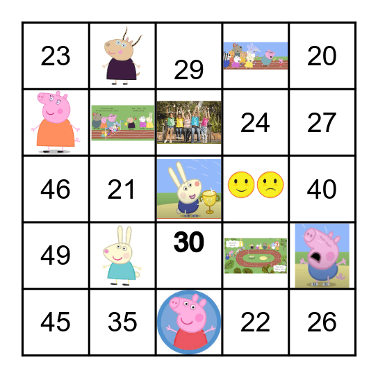 Peppa pig´s field day Bingo Card