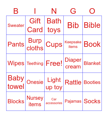 Red White and Due BINGO Card