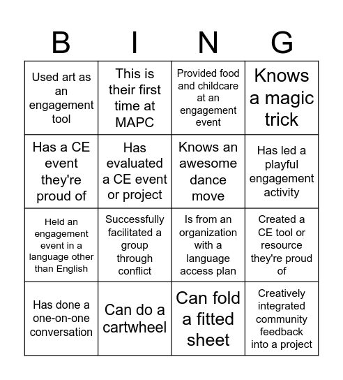 Bingo: Find Someone Who Bingo Card