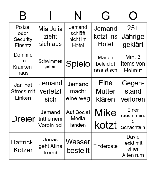 Malle Bingo Card