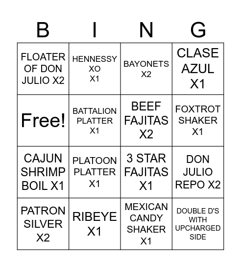BOMGO Bingo Card