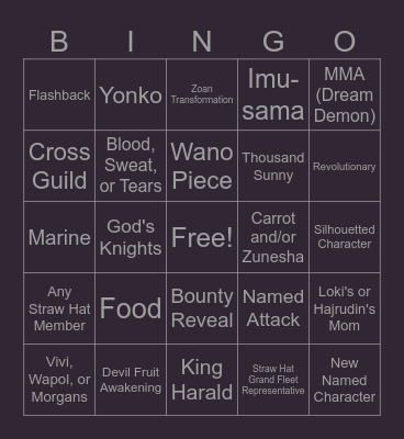 One Piece Chapter 1153 Bingo Card