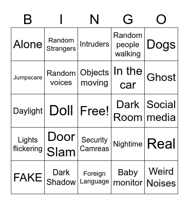 Scary Videos Bingo Card