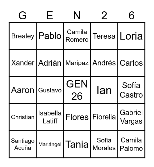 Bingo Cumpleañero Bingo Card