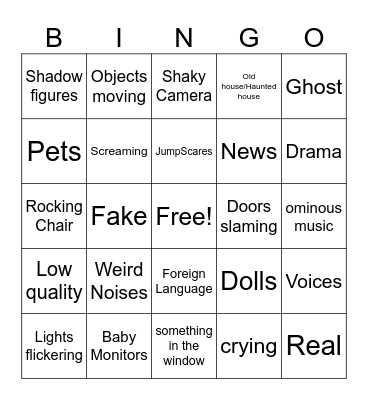 Scary Videos Bingo Card