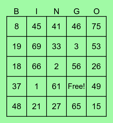 BINGO CARD NI CUTE Bingo Card